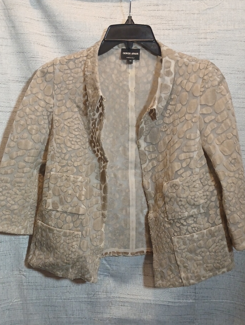 Giorgio Armani Neutral Beige Textured Jacket Sz 42
